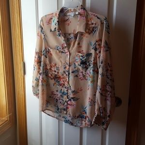 Forever 21 peach floral blouse, size M